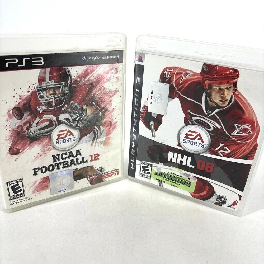 PS3 Game LOT NCAA Football 12 PlayStation 3‎ PS3 Disc & Case & NHL 08